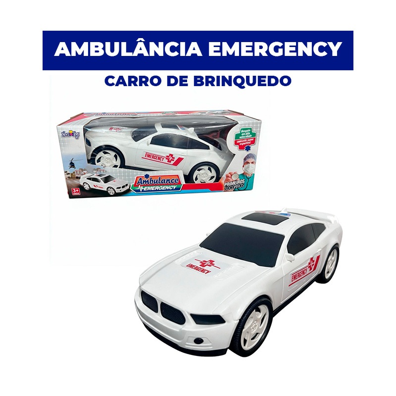 Ambulância Emergency Nova Toys com Som e Luz Carrinho Infantil