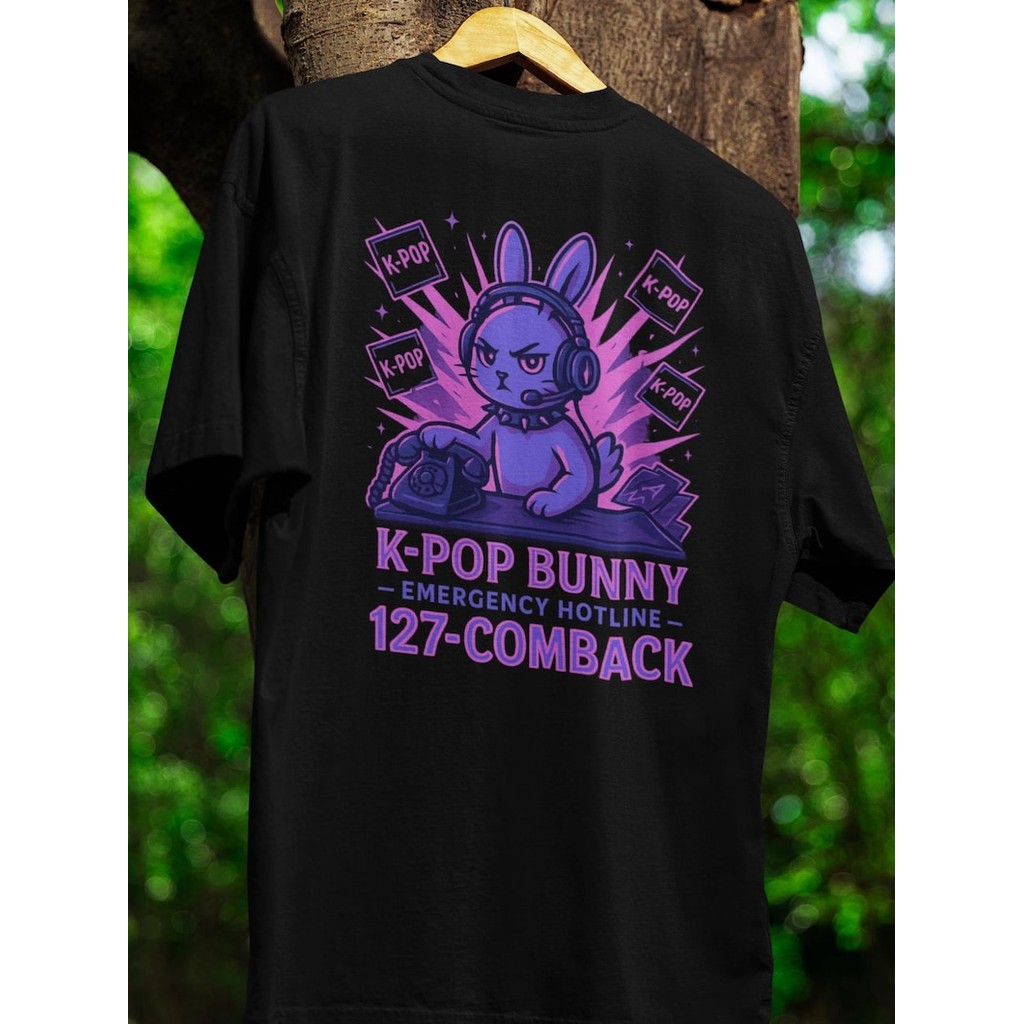 Camiseta Masculina Feminina Streetwear BTS shirt K-Pop Bunny Emergency Hotline Shirt