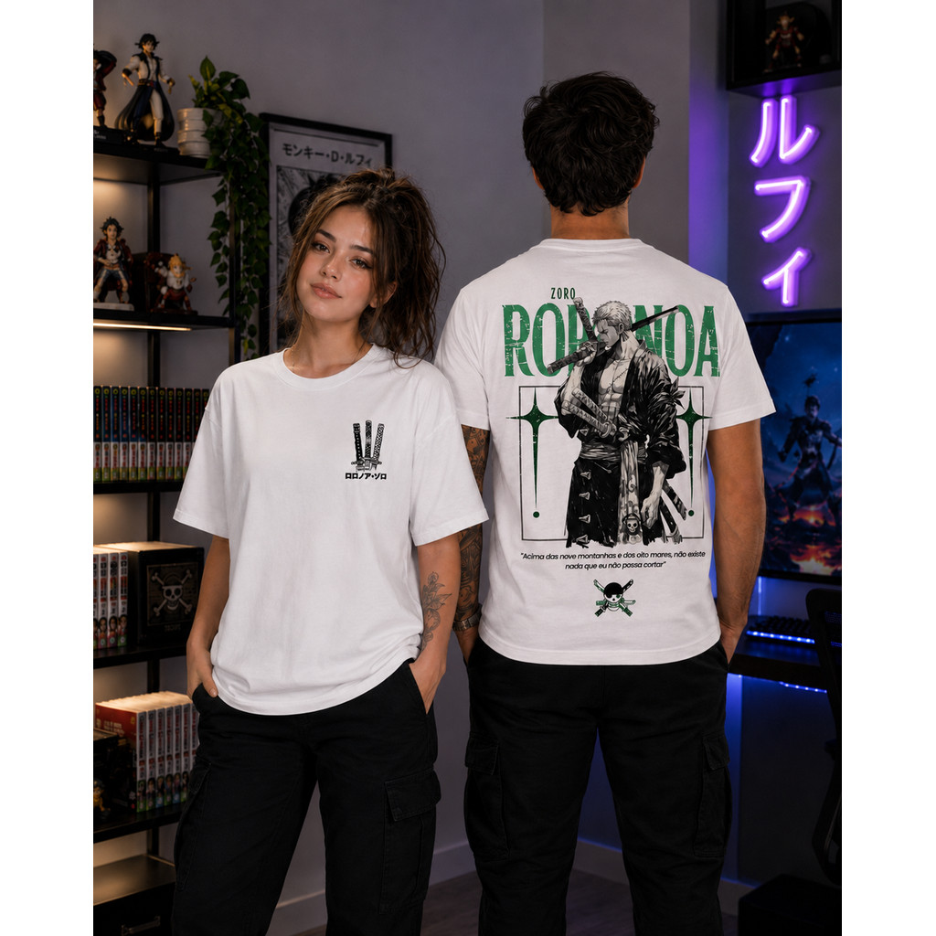 Camiseta One Piece Zoro Roronoa 100% Algodão Premium Unissex Anime Otaku Geek Manga Streetwear Casual