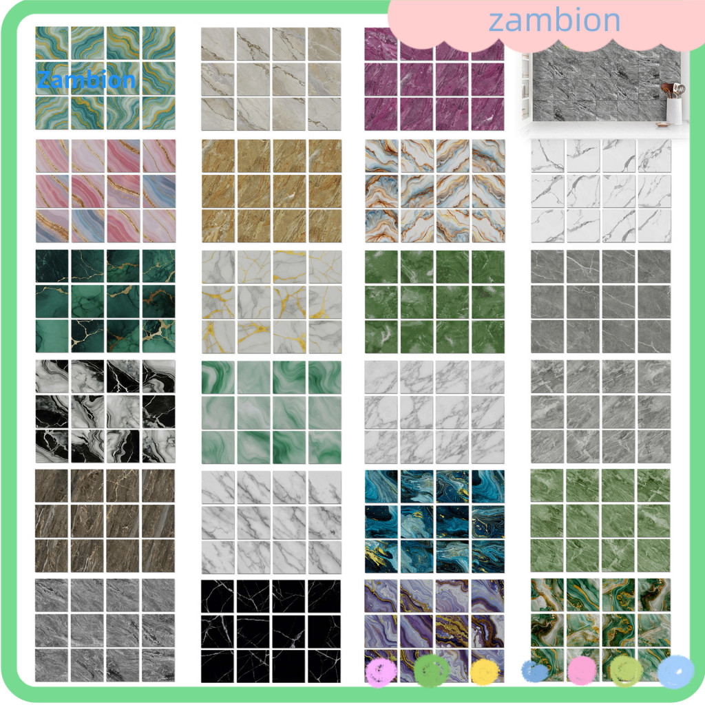 Peel and Stick Tiles Self Adhesive Wall Stickers for Kitchen 12pcs Waterproof Self-adhesive Pattern Scratch-resistant Ev