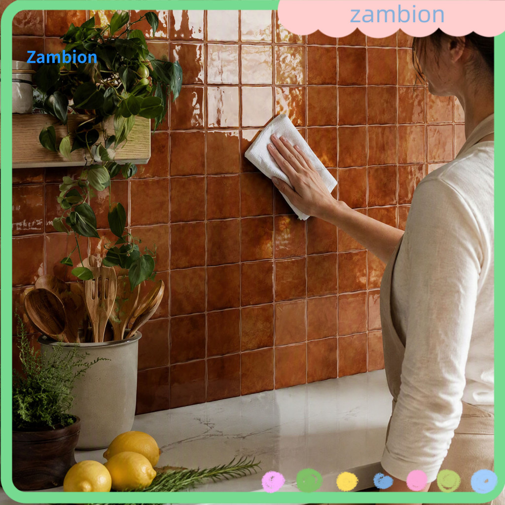 Kitchen Backsplash Peel and Stick Tiles Waterproof Wall Stickers for Bathroom Square Checkered Self-adhesive Retro Pet P