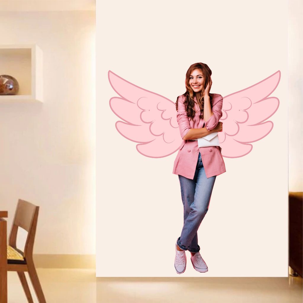 Adesivo de parede asa rosa para self decoração Instagram ARS1