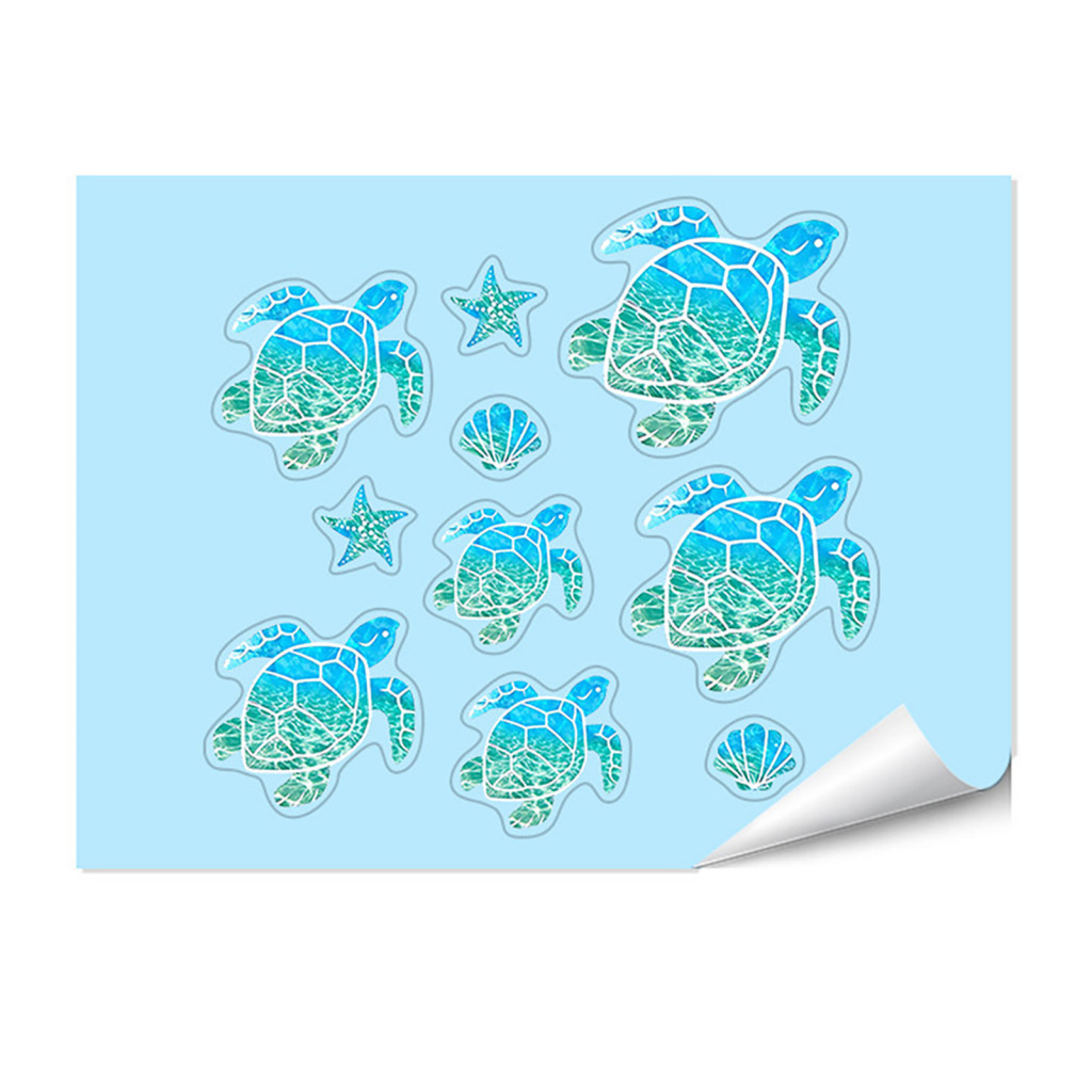 Bathroom Sink Decal Glow the Dark Ocean Sticker Waterproof Decals Cute Turtles Dolphins Sea Pvc Self-adhesive Tiles Bath