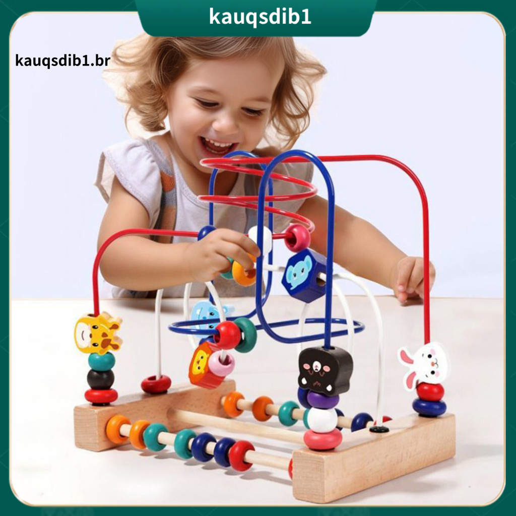 Educational Bead Maze Solid Wood Wooden Toy for Toddlers – Fine Motor Skills Preschool Learning Roller Coaster Circle