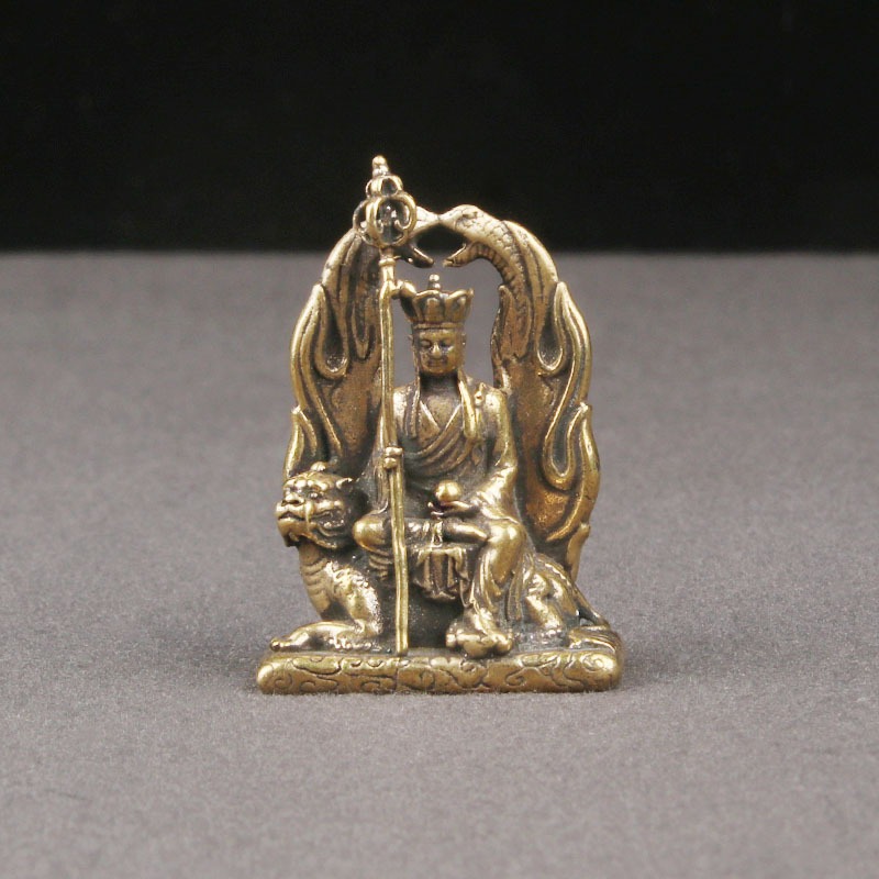 Latão Grande Desejo Ksitigarbha Bodhisattva Equitação Bestas Míticas Ouvindo Estátua de Buda Escultura em Bronze Cra