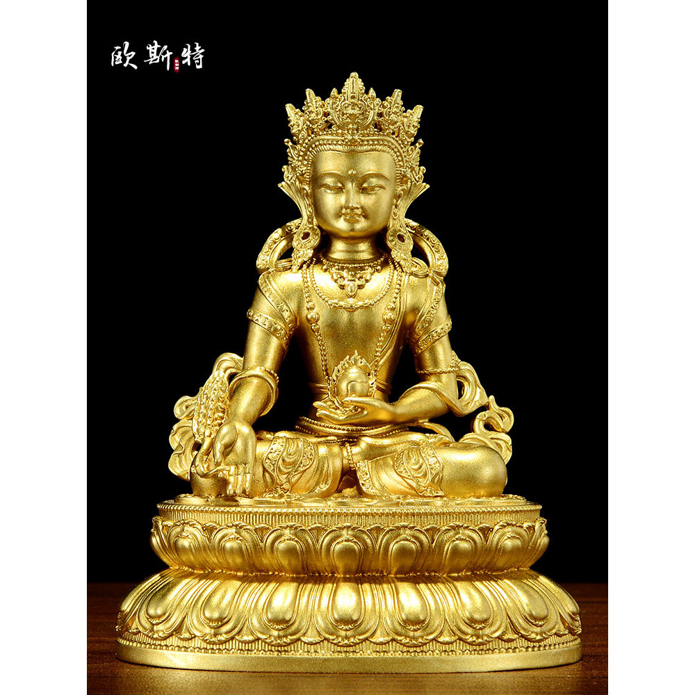 Oster All Gilt < Ksitigarbha > Escultura em bronze artesanal para uso interno < Ksitigarbha Bodhisattva > Enfeites de es