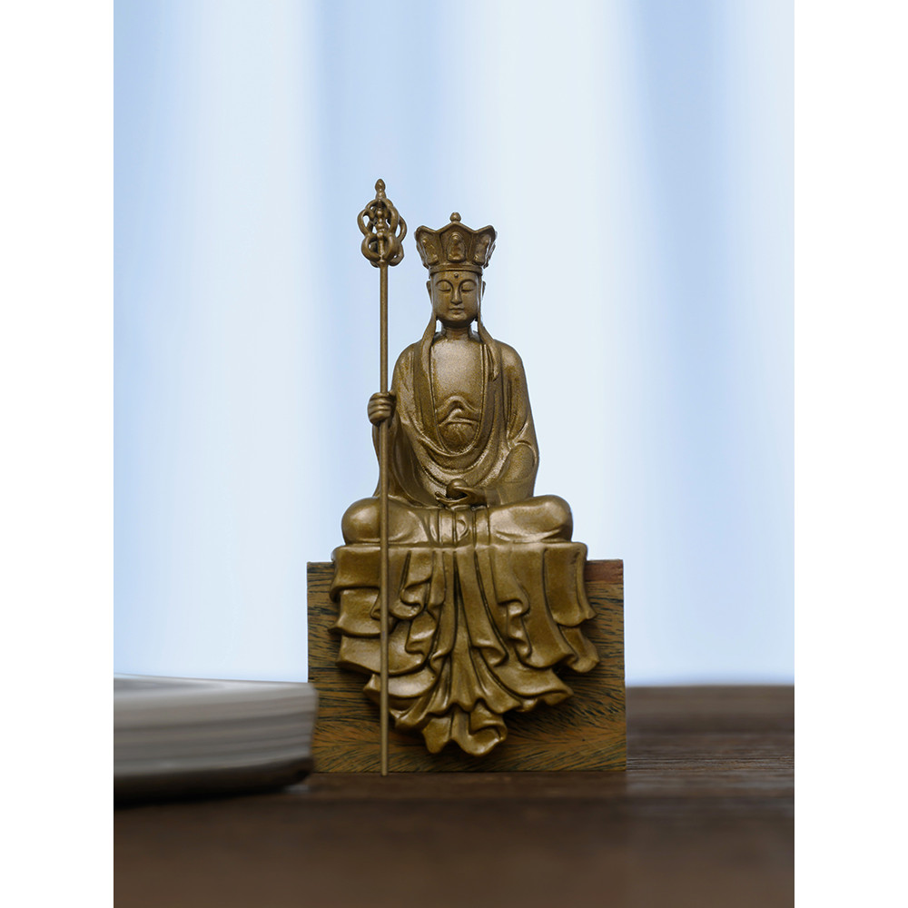 Estátua de Ksitigarbha Estátua de Bronze Ksitigarbha Bodhisattva Estátua Ornamentos Portátil Pequeno Personagem de Buda