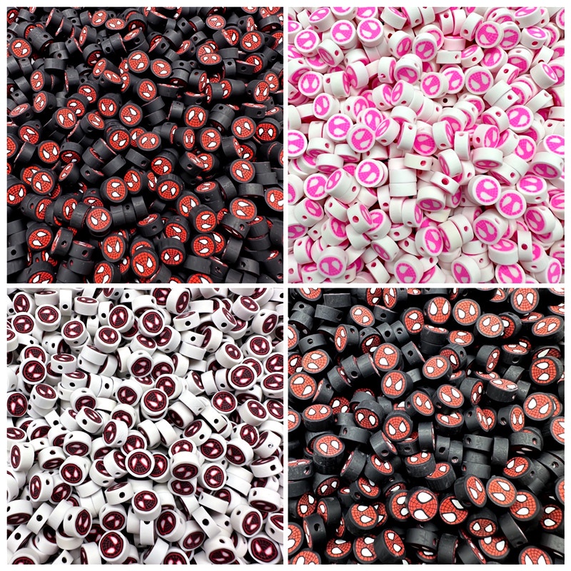 30Pcs/Pack 10mm Polímero Argila Marvel Homem-Aranha Hero Beads Bijuteria Acessórios Para Confecção De Contas Loose