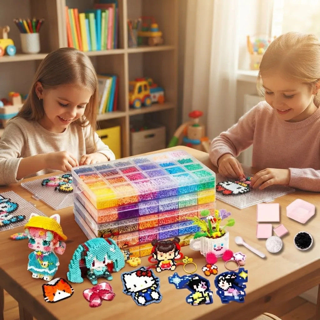 Kit Hama Beads Perler 2.6mm 14000 Peças 24 Cores Acessórios InfaInfantil Criança Educativo