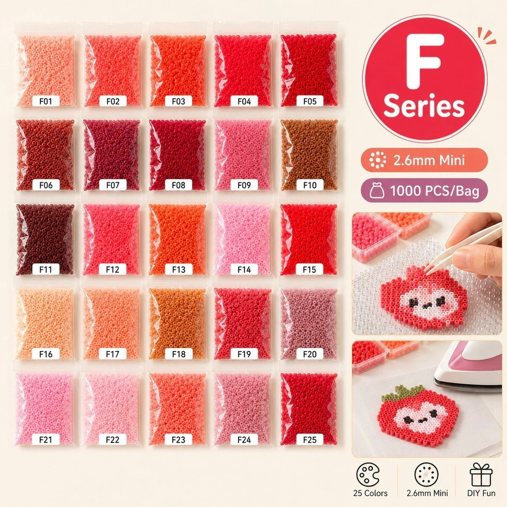 1000 Peças Contas de Fusão Mini Série F 2,6mm Pacote de Reposição | Perler Hama Fuse Beads para Pixel Art DIY