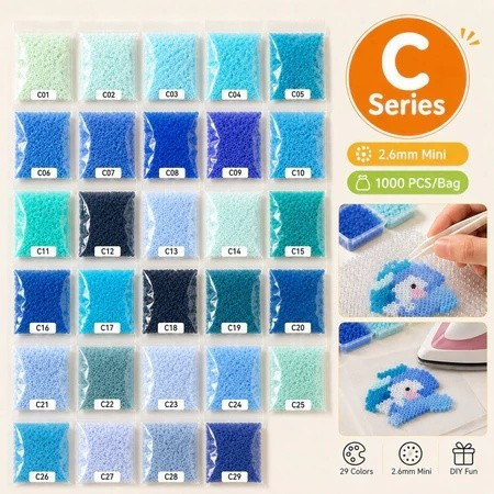1000 Peças Contas de Fusão Mini Série C 2,6mm Pacote de Reposição | Perler Hama Fuse Beads para Pixel Art DIY