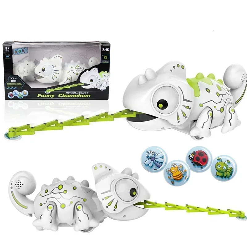 Controle De Dinossauro RC Brinquedos Animais Remoto Camaleão 2.4GHz Pet Branco Cor Mutável Inteligente Brinquedo Para Cr