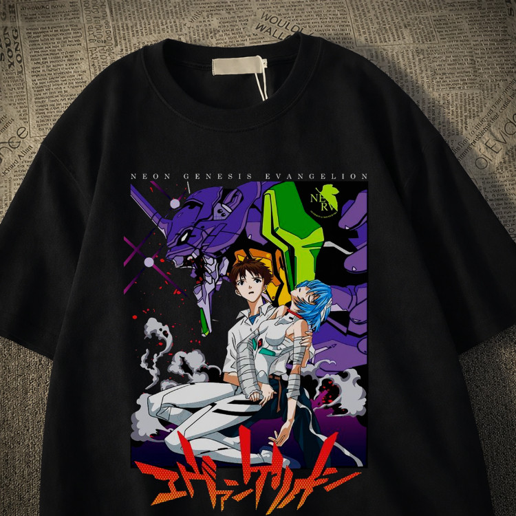 Camiseta Streetwear Basica Com Estampa Premium Geek De Neon Genesis Evangelion Com Varias Cores