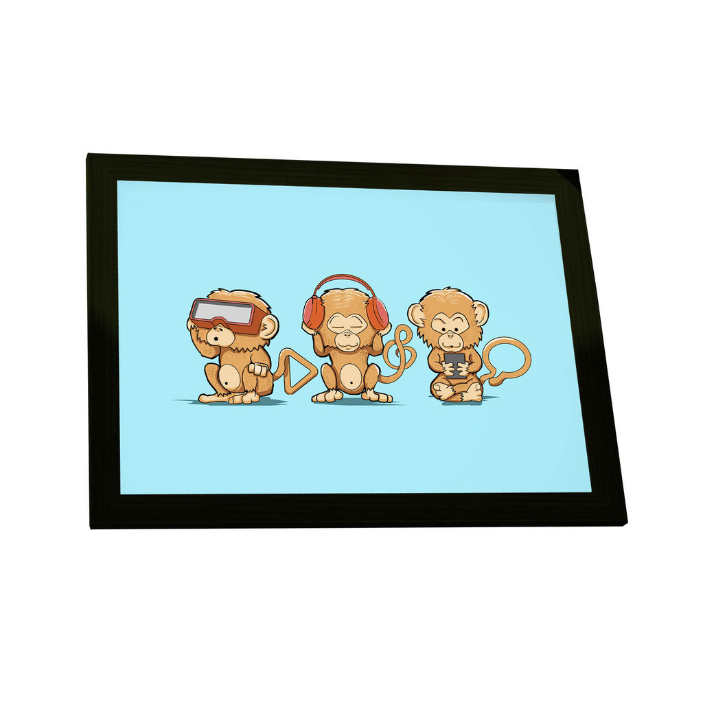 Quadro Decorativo 3 Macacos Estilo Cartoon Decoração Poster