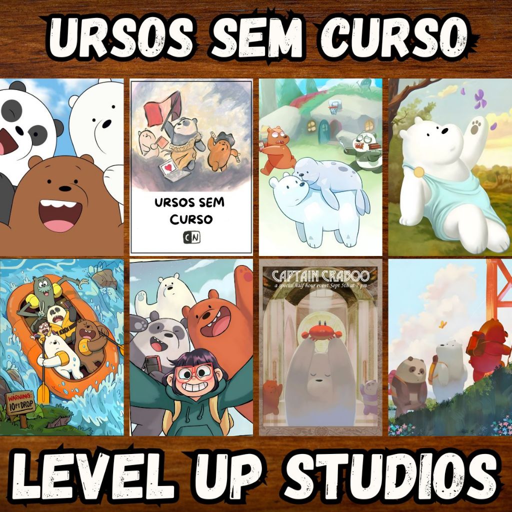 Ursos Sem Curso - Placas Quadros Decorativos Posters - Desenho Ice Bear Panda Pardo Cartoon Network