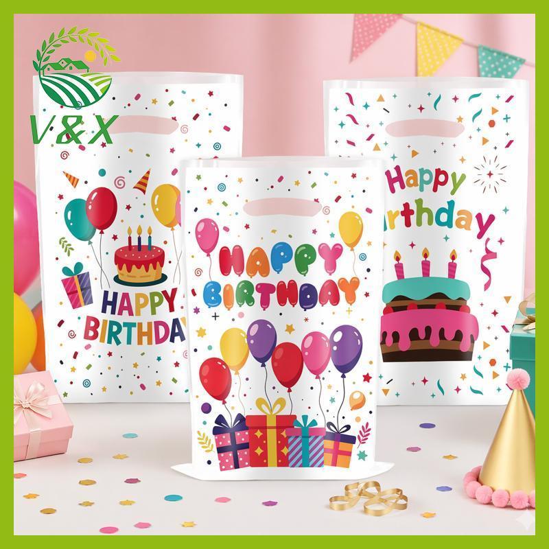 [Snowth] Sacolas De Feliz Aniversário 10/30 Unidades Com Estampa De Balão Vibrante Bolsas PE À Prova D'água Para Lembran