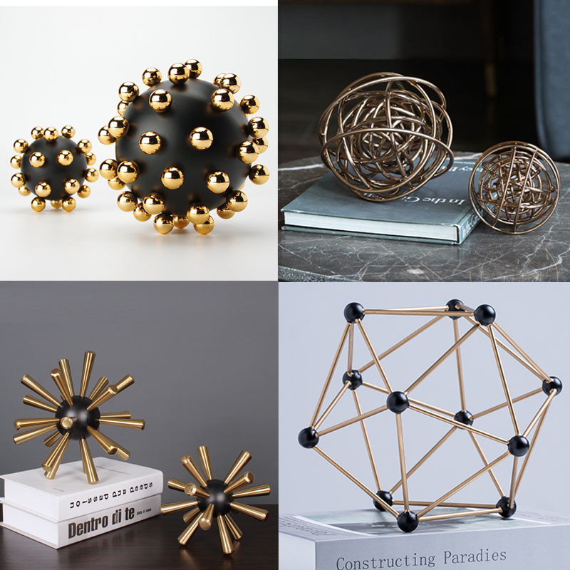 Nordic light luxury metal geometric bead dot decorative ball modern living room study wine cabinet TV cabinet model home
