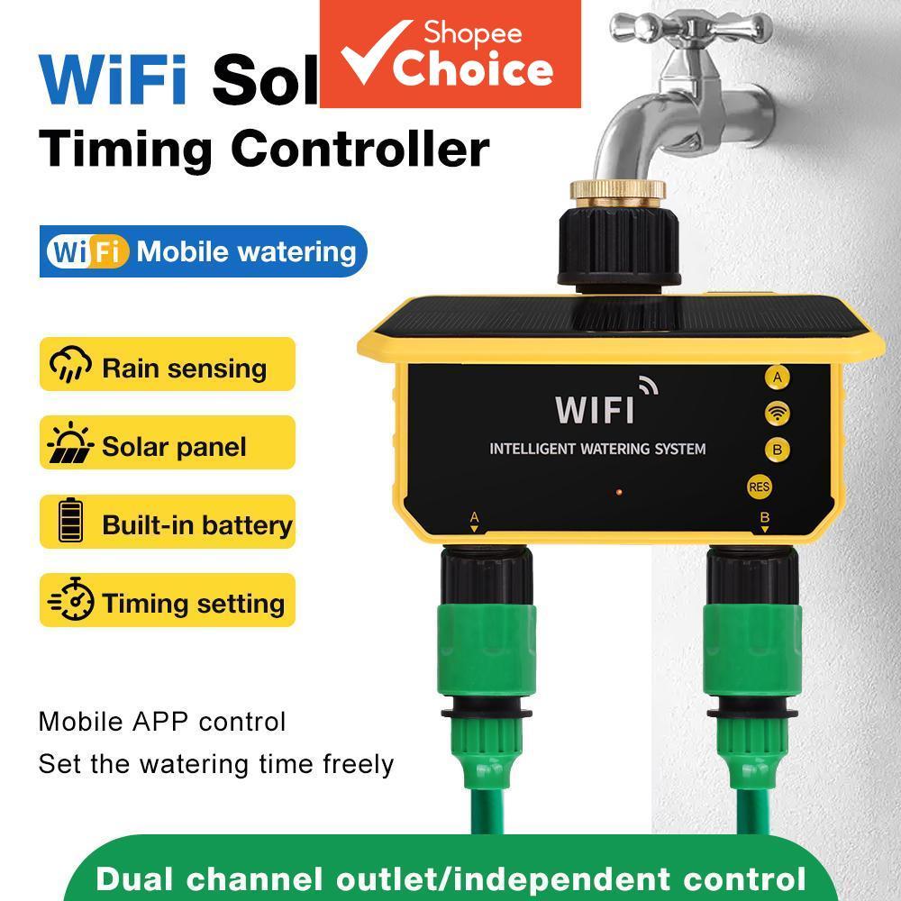 Temporizador De Irrigação Solar Wi-Fi De Zona Dupla , Controle Inteligente Por Aplicativo , Sistema De Rega Automática ,