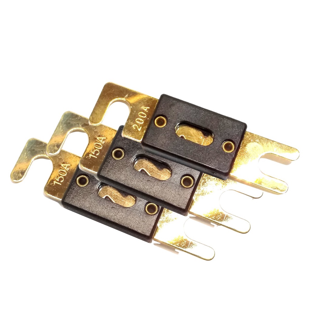 Kit 2 Fusíveis Faca Anl Solar 150a e 1 Fusível 200a Grande Banhado a Ouro