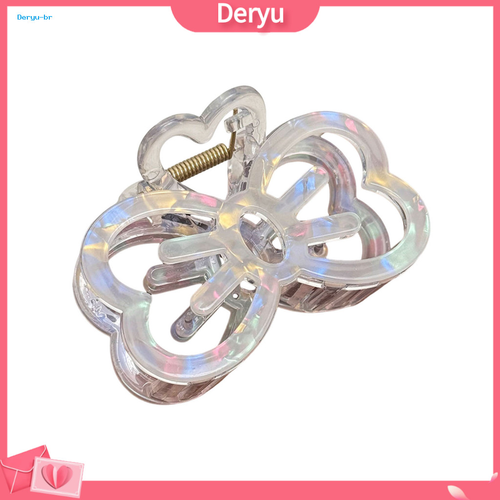 Durable Hair Claw Clip Stable Grip Colorful Transparent Hollow Bow Shape Shark for Stylish Bun Half-tied for Women