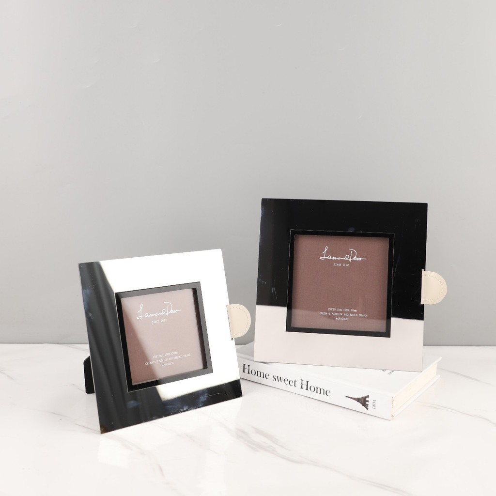 Modern minimalist stainless steel mirror photo frame desktop decoration ornament for living room, bedroom, bedside table