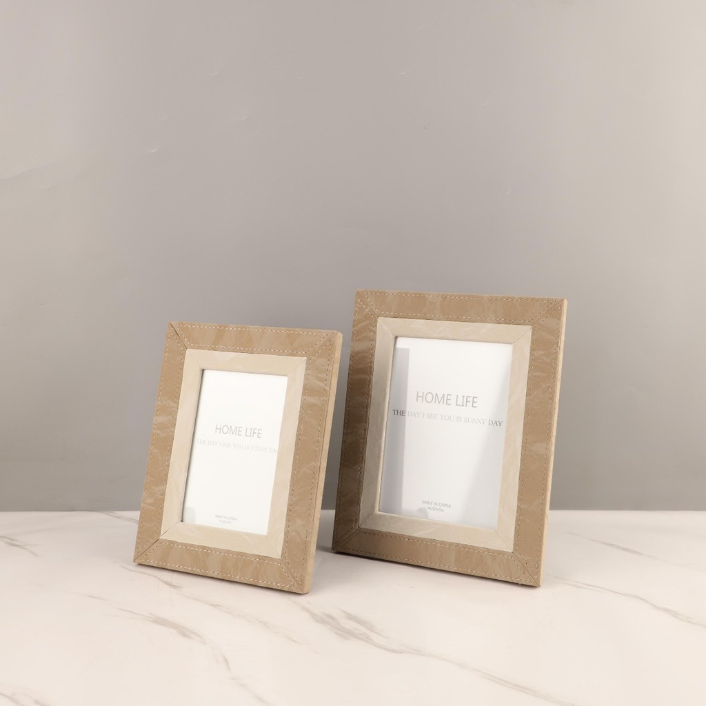 U9EX Nordic minimalist, high-end leather photo frame, desktop ornament, suitable for living rooms, bedrooms, bedside tab