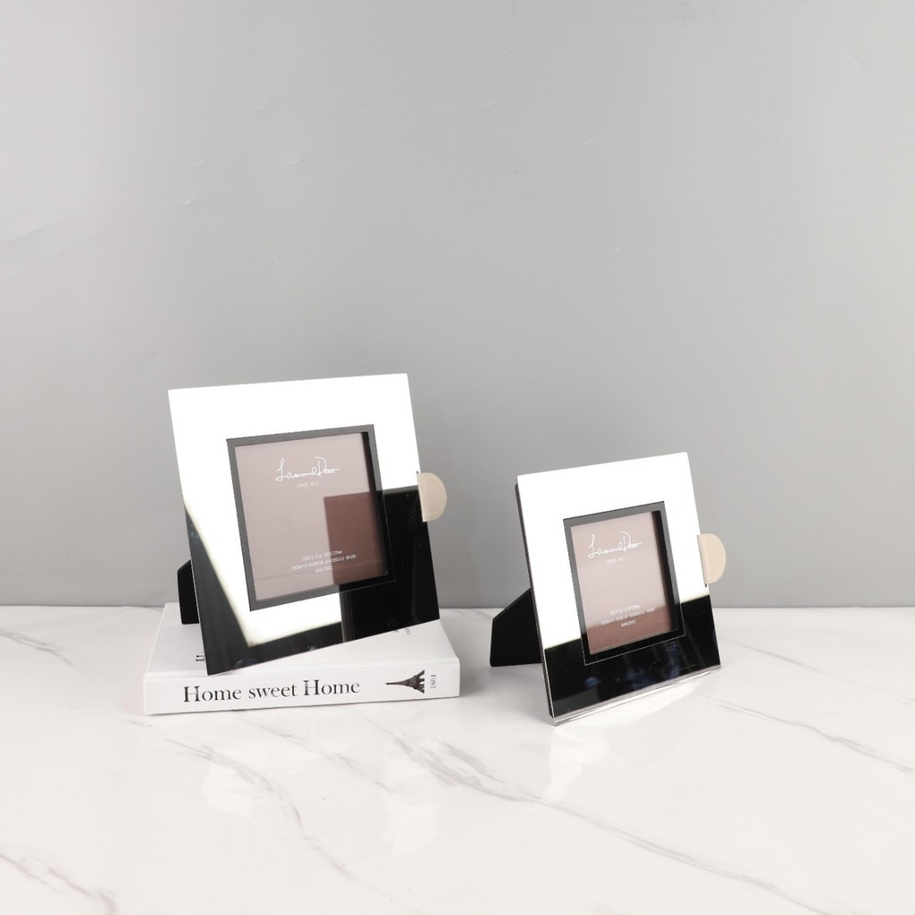 DQVV Modern minimalist stainless steel mirror photo frame desktop decoration ornament for living room, bedroom, bedside
