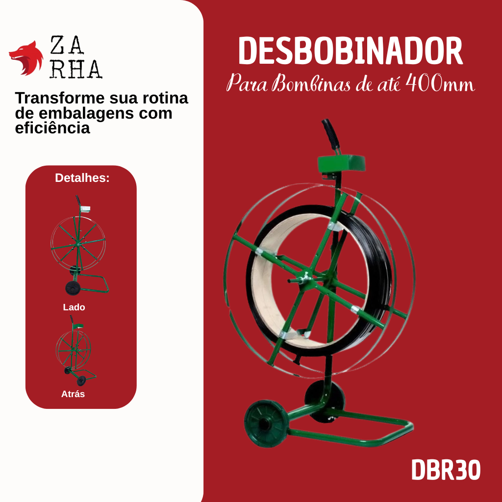 Carrinho Desbobinador Desenrolador de Fita Arquear PET Verde – DBR30