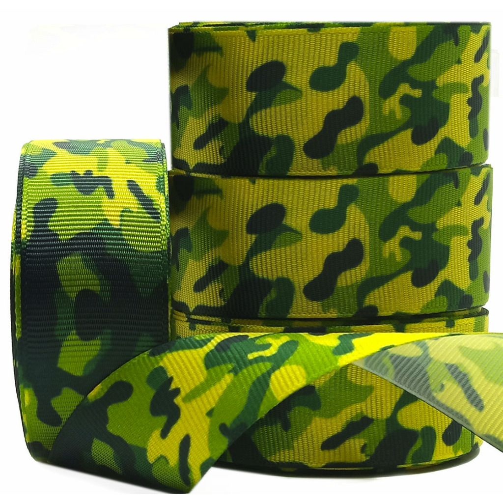 Fita Gorgurão Camuflada Militar Exclusiva 25mm - Rolo 10m - Ideal para Laços e Pet