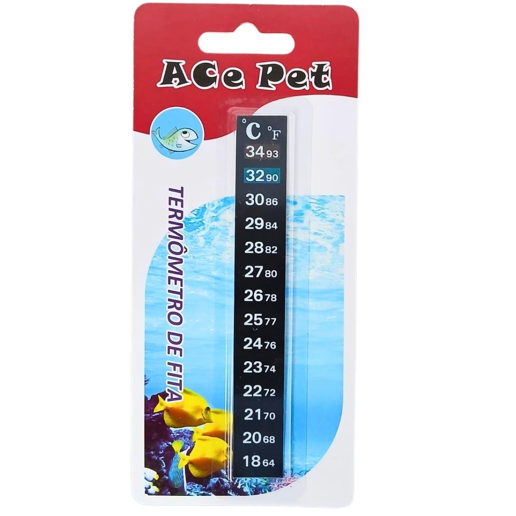 Ace Pet Termômetro Fita Para Aquários Água Doce e Marinho