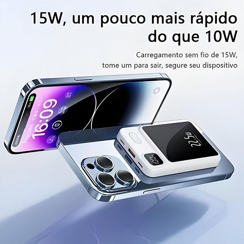 Battery Pack Magsafe 10000mAh - Carregamento Indutivo Rápido para iPhone A7