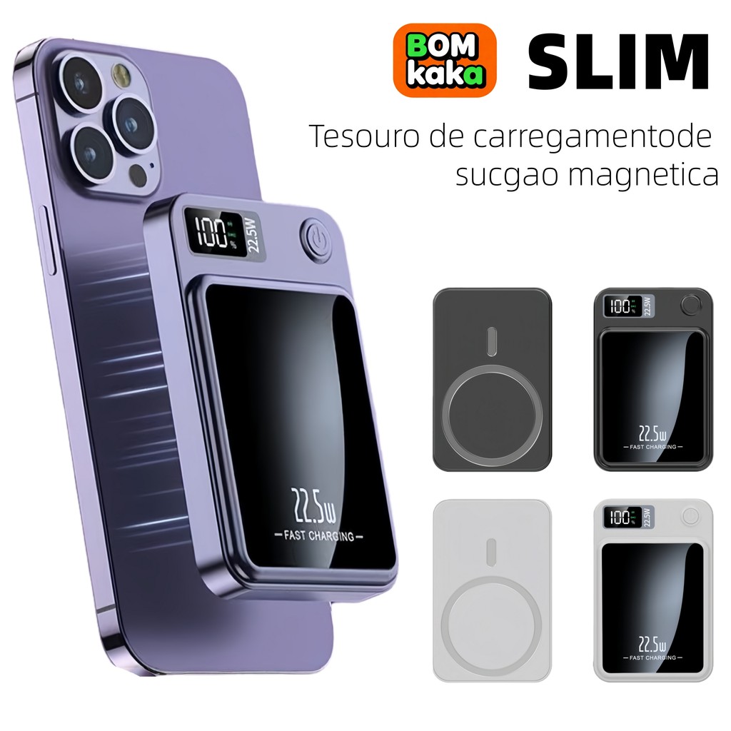 Carregador Portátil Para Iphone Indução Magsafe Powerbank 10000 mAh Battery Pack