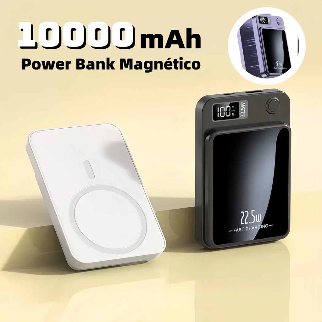 2 EM 1 Carregador Portátil 10000mAh 22.5W Super carregamento rápido Para Iphone Indução Magsafe Powerbank Battery Pack