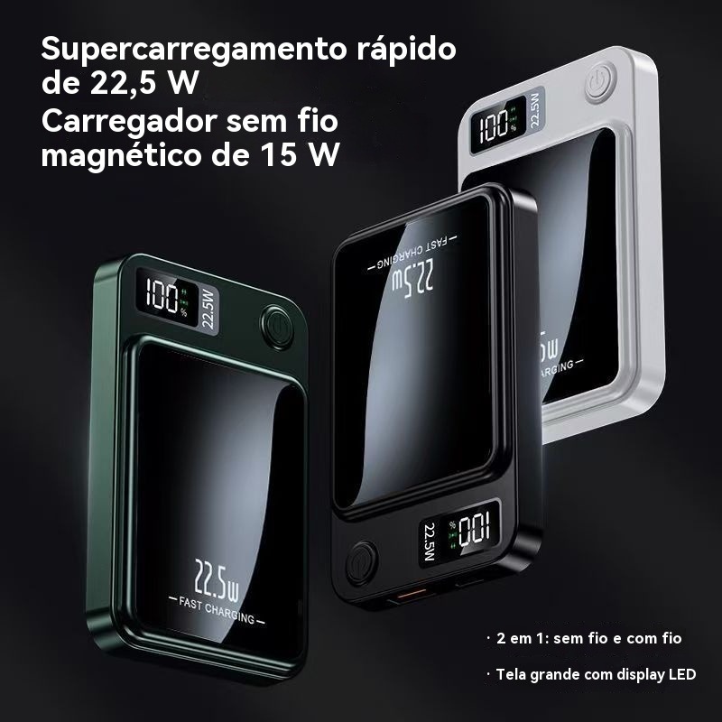 Carregador Portátil Para Iphone Indução Magsafe Powerbank 10000 mAh Battery Pack -LE03