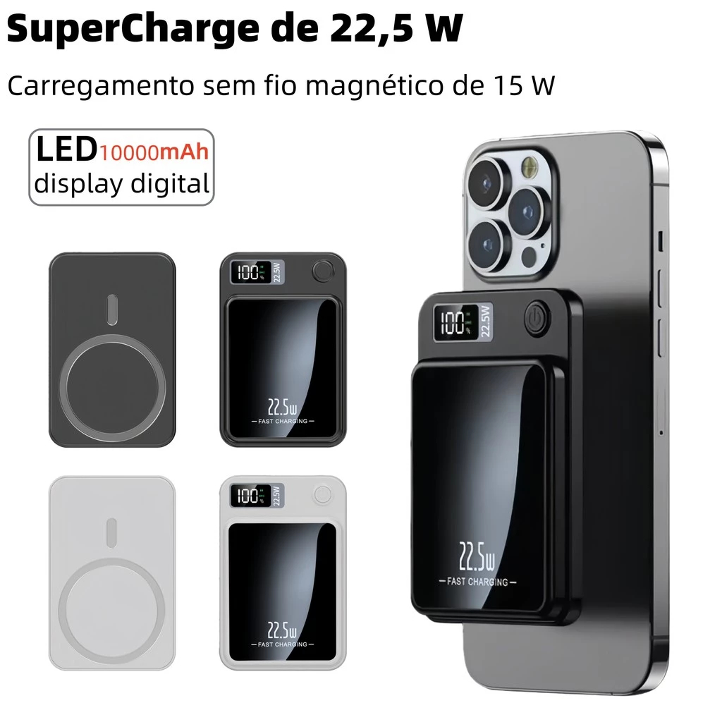 Carregador Portátil Para Iphone Indução Magsafe Powerbank 10000 mAh Battery Pack -Y211