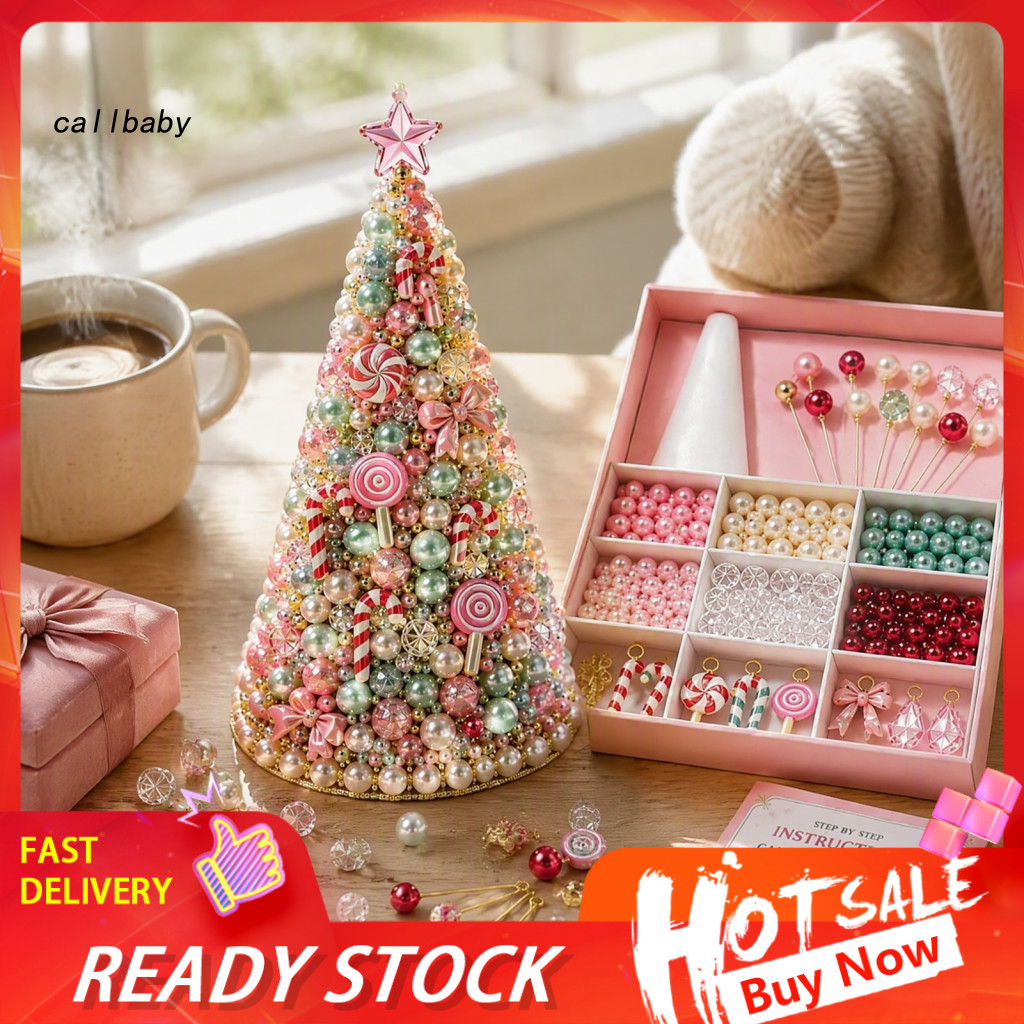 Bead Craft Kit for Christmas Diy Beaded Tree Ornament for Adults – 3d Handmade Holiday Tabletop Mantel for Festive