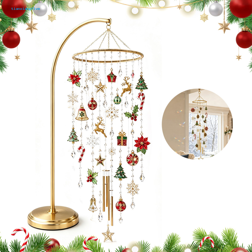 Christmas Wind Chime Craft Kit Crafting Project for Adults Diy with Faux Beads Metal Stand Holiday Hanging Ornament Set