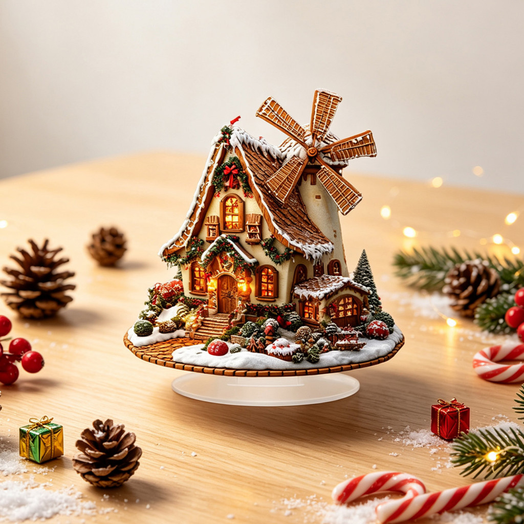 Gingerbread Log Cabin Ornament 2d Acrylic Double-sided Holiday Table Decoration Christmas Party Home Decor Festive Craft