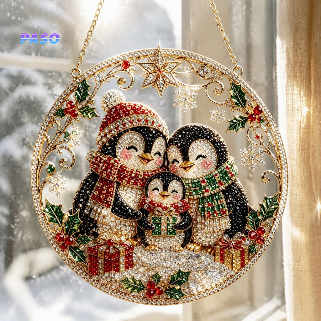 Christmas Faux Diamond Art Ornament Kit Cozy Indoor Family Activity Diy – Santa Angel Sun Catcher 3d Bead Craft for Ad