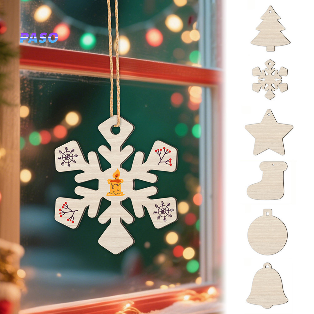 Hand Painted Art Supplies Wooden Hanging Ornaments 10pcs Christmas Diy Craft Tags Blank 2d Decorations for Xmas Tree Unf