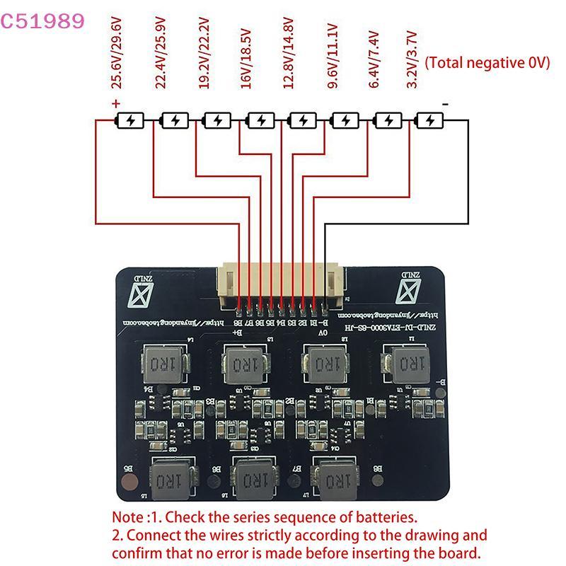 [kaan] BMS 2S-8S 1.2A Placa De Equilíbrio Lifepo4 LTO Equalizador Ativo Balanceador Transferência De Energia 4S 8S BR
