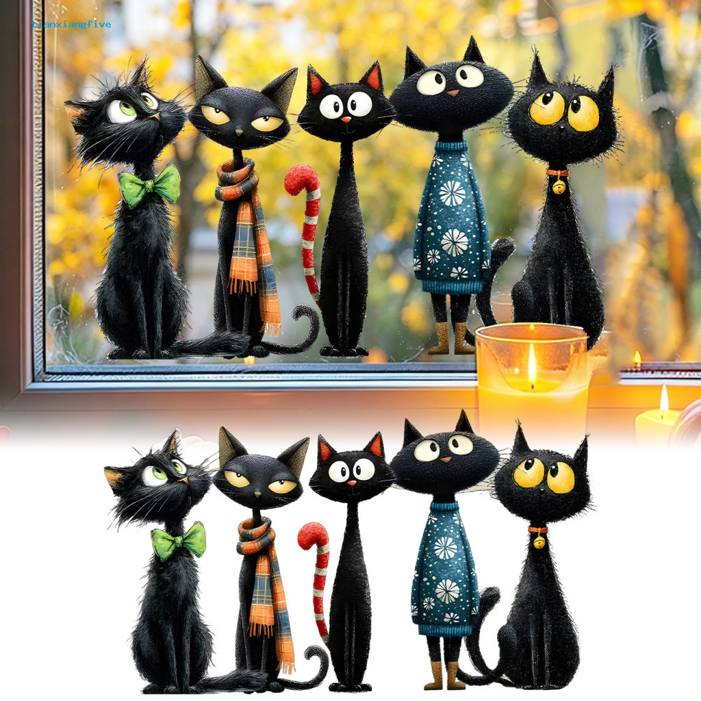 Holiday Party Wall Decor Halloween Window Decals Black Cat Sticker Waterproof Pvc Decorative Decal for Room Bathroom Gla