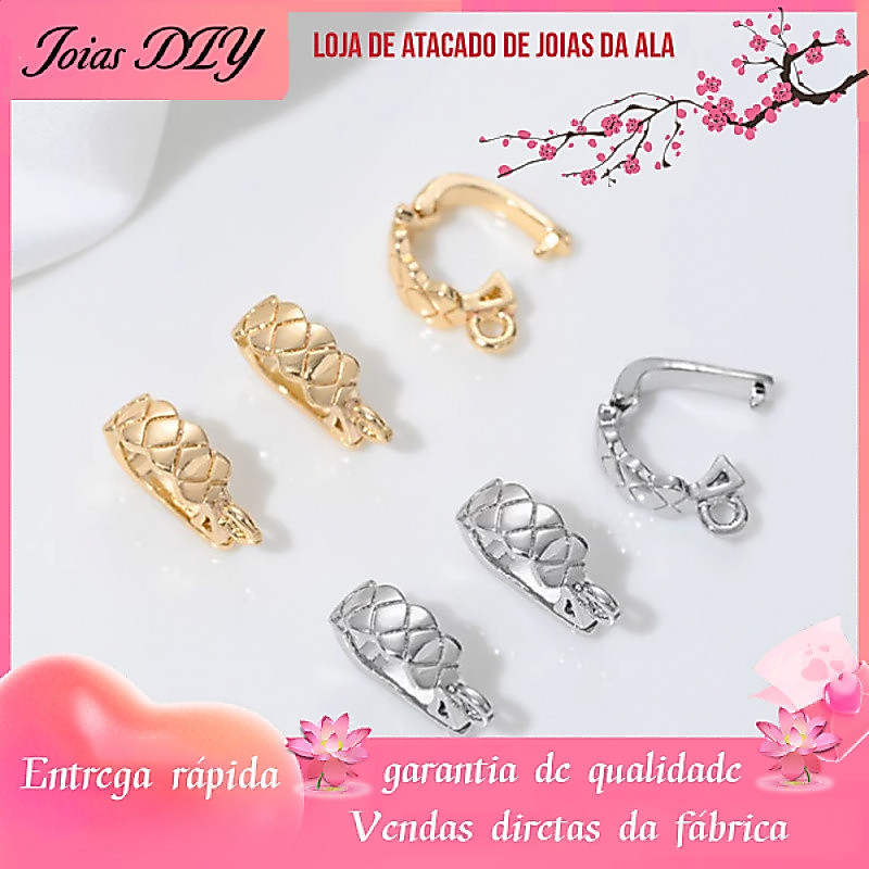 14K banhado a ouro cor-preservando padrão de diamante moda fivela Universal colar de pérolas DIY pingente fivela acessór