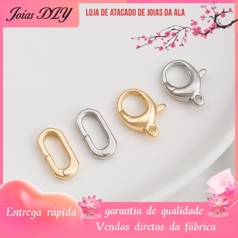 14K banhado a ouro cor-preservando QQ fivela lagosta Oval longo em forma de O fivela de primavera artesanal DIY corrente