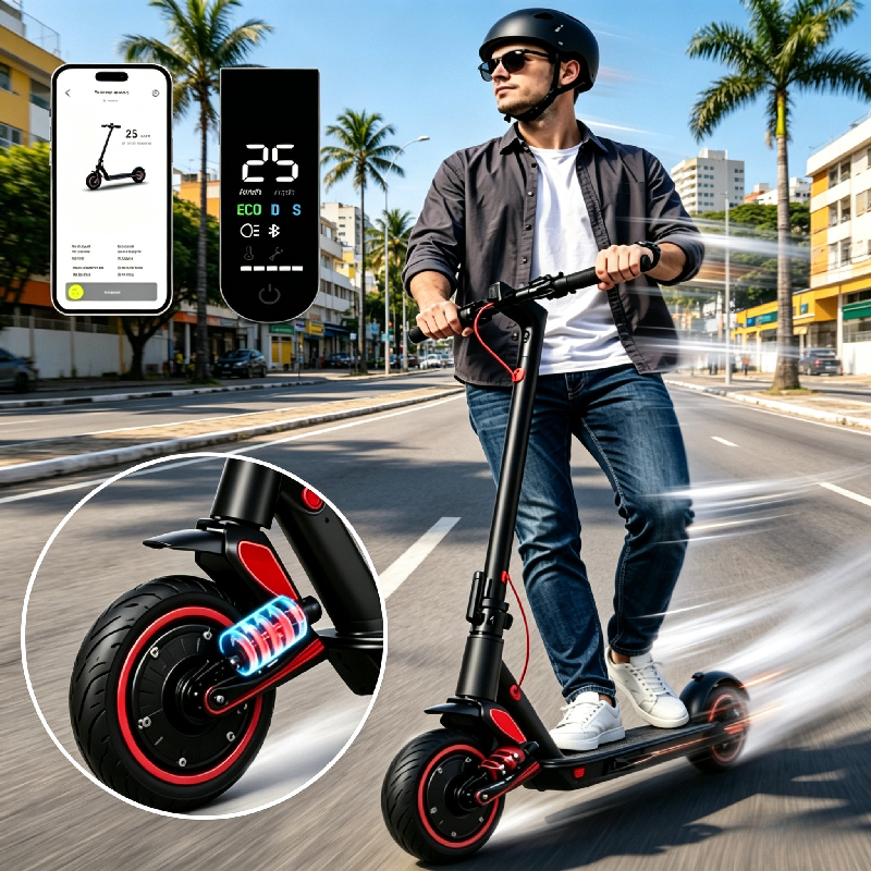 Electric Scooter, Foldable, 8.5 inches, 350W with Shock Absorber and GPS App, for adults up to 150kg.