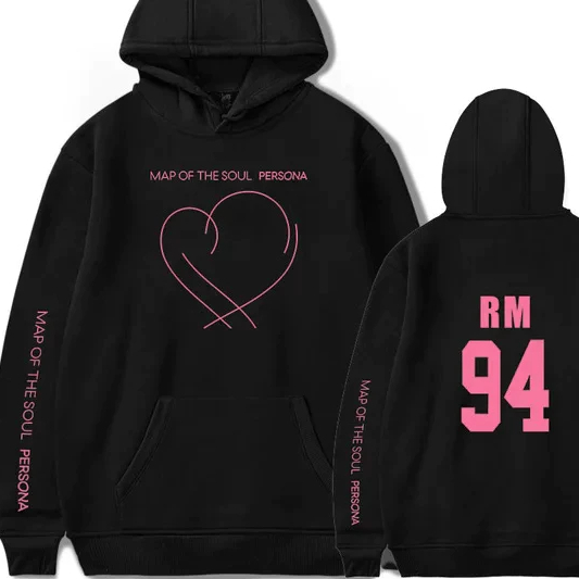 Blusa de Frio Moletom Canguru BTS Map Of the Soul Persona RM 94 Frente e Costa World Tour Show Brasil 2026 Kpop