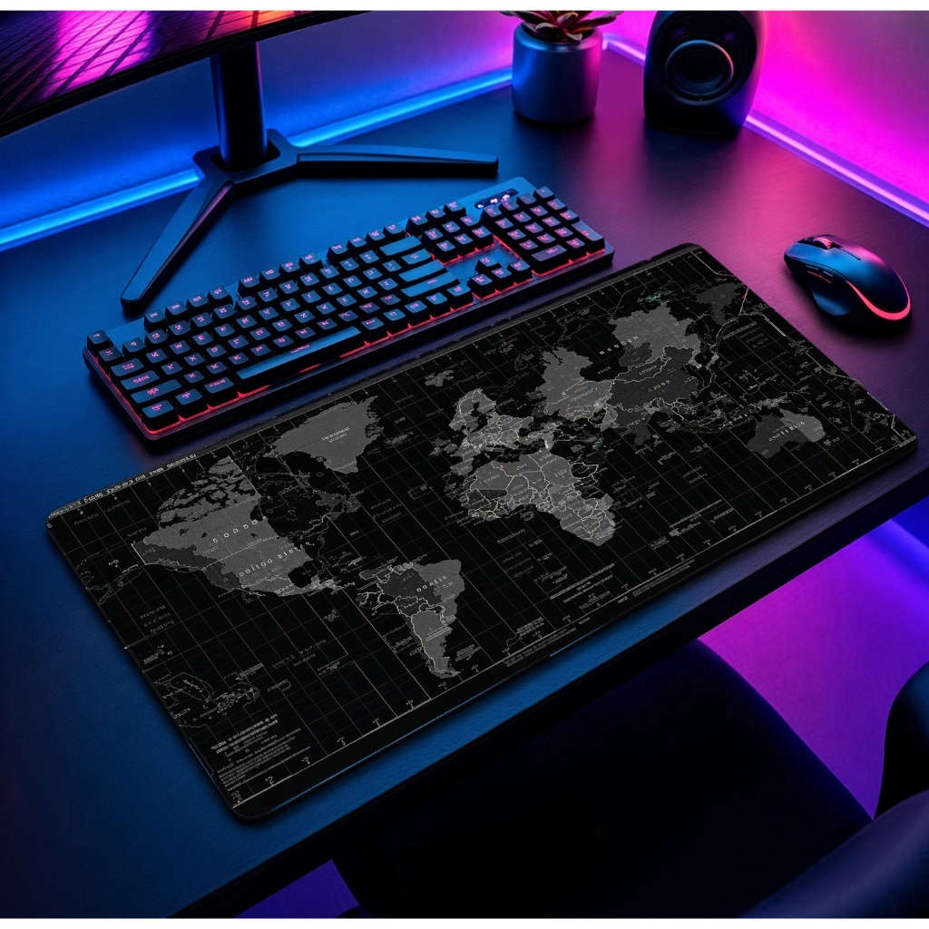 Mouse Pad Gamer Grande Mapa-Múndi Desk Pad World Map Antiderrapante para PC Notebook Setup Envio Imediato