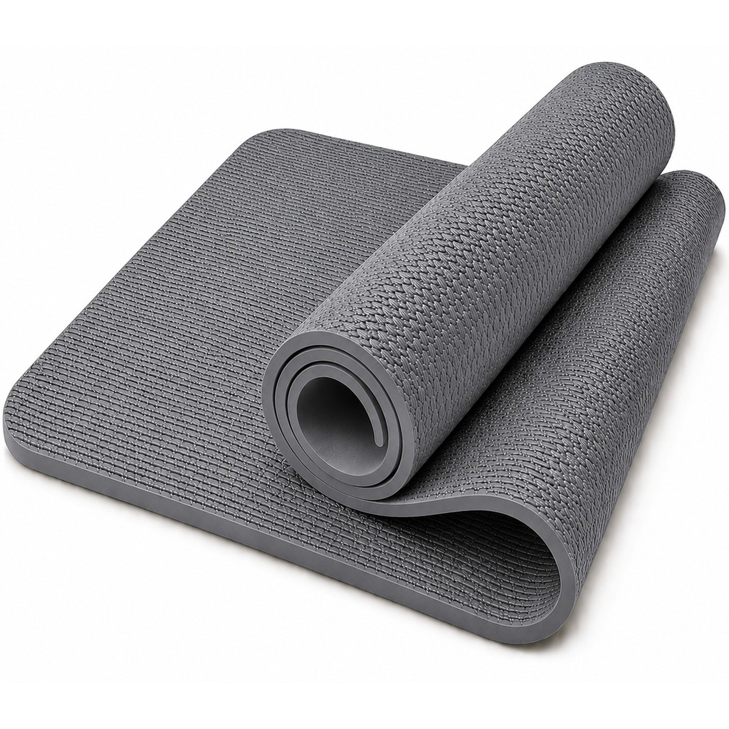 Tapete de Yoga Profissional Antiderrapante Cinza
