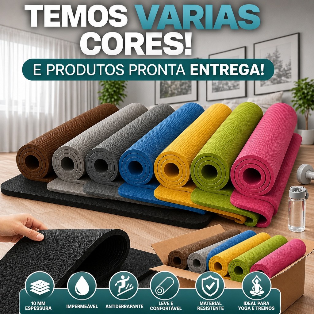 KIT 2 tapetes de Yoga Profissional Antiderrapante para Treinos Vermelho