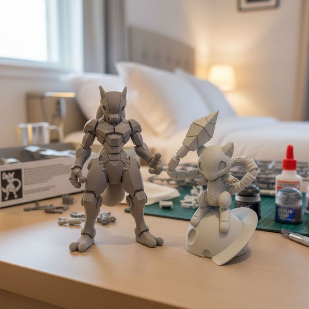 Kit Pokémons Mecha Mew e Mewtwo Gamer Geek Colecionável Detalhado Action Figure Premium Preto